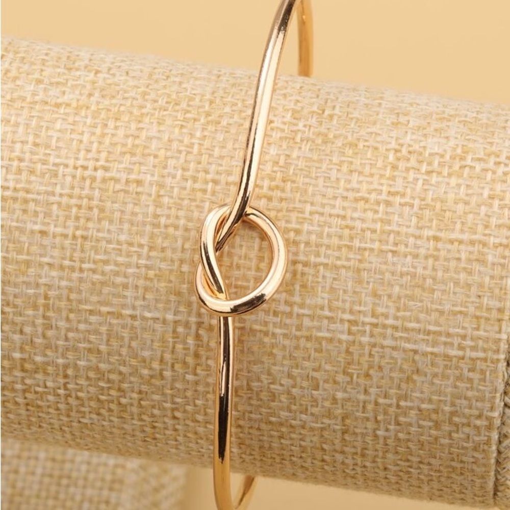 Love knot silver gold cuff bangle bracelet